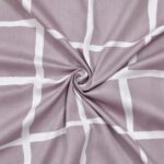 Grey Squares Mauve Satin Cotton King Size Bedsheet with Two Pillow Covers