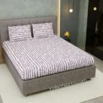 Scattered Pebbles Grey Satin Cotton King Size Bedsheet