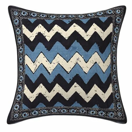 Blue Indigo ZigZag Printed Cushion Covers