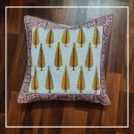 Cotton Cushion Cover Yellow Paisley Block Print (16x16Inch)