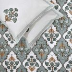Pure Cotton Grey Mughal Jaali Print Single Bedsheet with Single Pillow Cover (2)