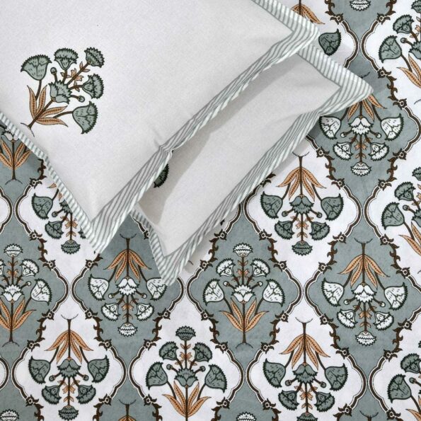 Pure Cotton Grey Mughal Jaali Print Single Bedsheet