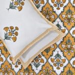 Fitted Sheet – Jaipuri Yellow Mughal Jaali Print Pure Cotton King Size Bedsheet