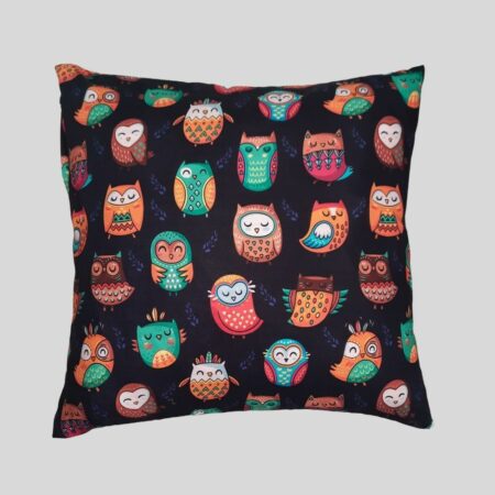 Satin Cotton Owl Printed Cushion Covers(16x16Inch)