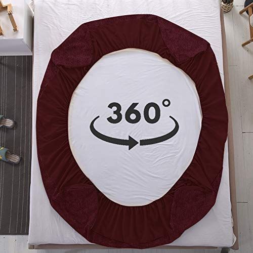 Elastic Fitted Mattress Protector – Maroon Terry Cotton Waterproof and Elastic Fitted Mattress Protector Fullview