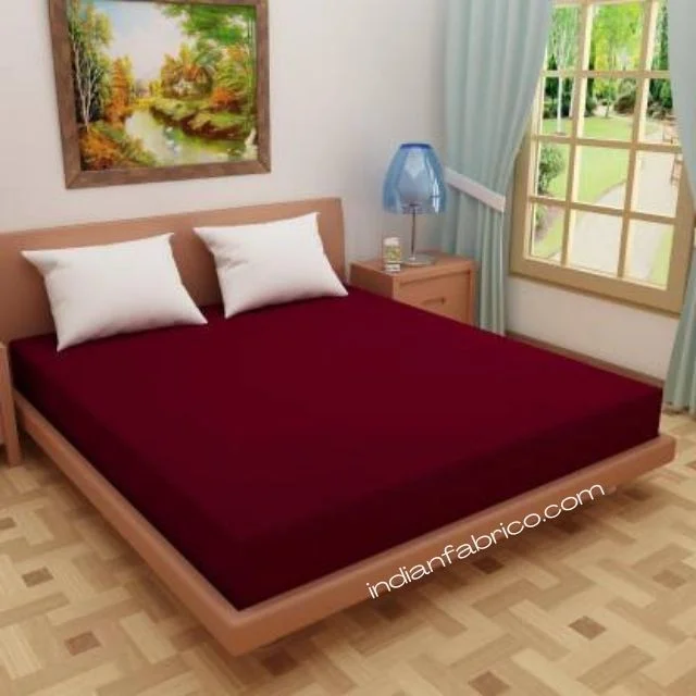 Elastic Fitted Mattress Protector - Maroon Terry Cotton Waterproof and Elastic Fitted Mattress Protector