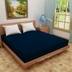 Elastic Fitted Mattress Protector – Navy Blue Terry Cotton Waterproof and Elastic Fitted Mattress Protector