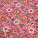 Beautiful Pink Base Floral Print Double Bedsheet with Two Pillow Covers