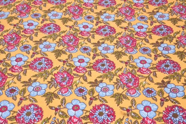 Beautiful Yellow Base Floral Print Double Bedsheet Closeup