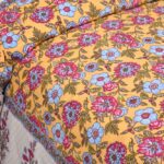 Beautiful Yellow Base Floral Print Double Bedsheet with Two Pillow Covers