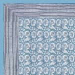 Blue base sky Floral Print Double Bedsheet with Two Pillow Covers