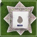 Handblock Print Green Floral Cushion Cover Cover Set of 2 (16x16Inch)