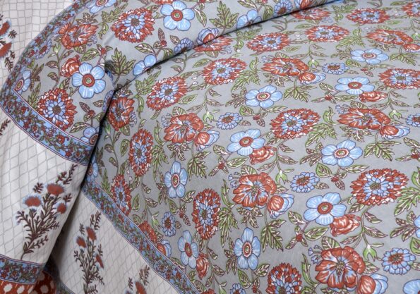 Beautiful Floral Print Double Bedsheet Sideview