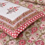 Beautiful Red Floral Print Double Bedsheet with Two Pillow Covers