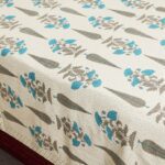 Ethnic Jaipuri Blue Grey Floral Boota Print King Size Bedsheet