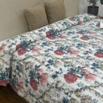Beautiful White Base Floral Kantha Double Bedspreads