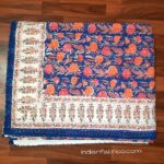 Blue Base Floral Kantha Work Multicolor Double Bedspreads