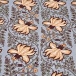Grey base Brown Floral Print Double Bedsheet with Two Pillow Covers