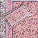 Pink Floral leaves Cream Base Single Bedsheet