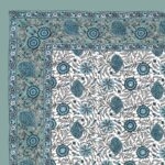 Skyblue Floral Print Double Bedsheet with Two Pillow Covers