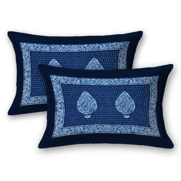 Beautiful Blue Dabu Motif Print Single Bedsheet Pillow Cover