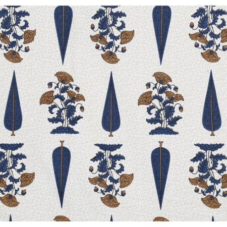 Beautiful Blue Floral Boota Print Single Bedsheet Closeup