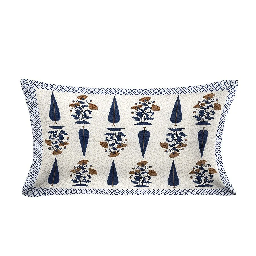 Beautiful Blue Floral Boota Print Single Bedsheet Pillow Cover Beautiful Blue Floral Boota Print Single Bedsheet Pillow Cover