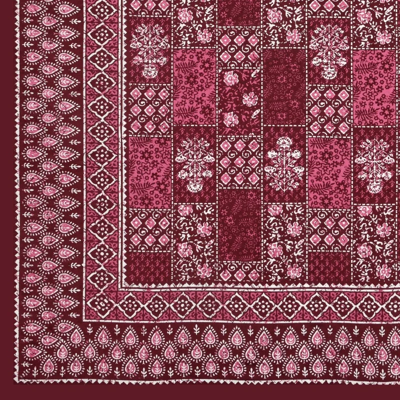 Beautiful Cherry Dabu Motif Print Single Bedsheets Closeup