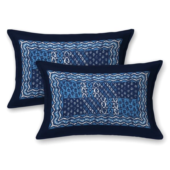 Beautiful Navy Blue Dabu Multi Print Single Bedsheet Pillow Cover