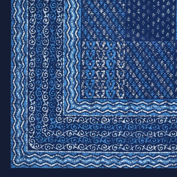 Beautiful Navy Blue Dabu Multi Print Single Bedsheet Sideview