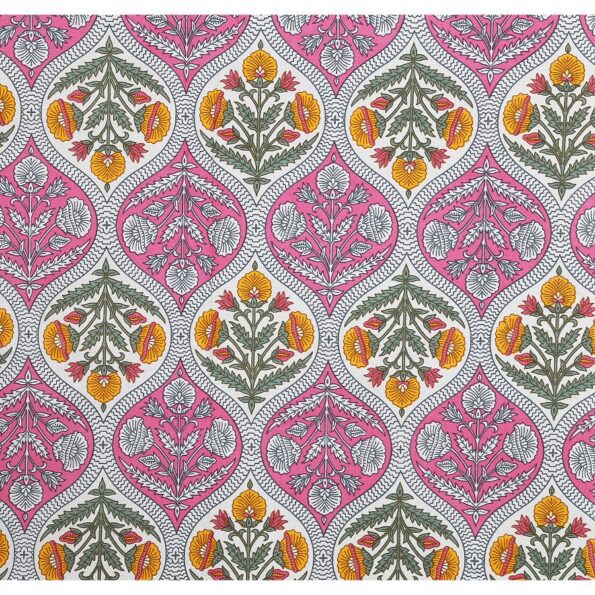 Beautiful Pink Floral Mughal Jali Print Single Bedsheet Closeup