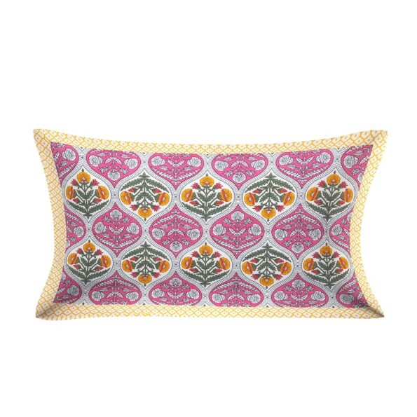 Beautiful Pink Floral Mughal Jali Print Single Bedsheet Pillow Cover