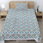 Beautiful Sea Green Floral Mughal Jali Print Single Bedsheets