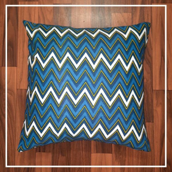 Blue ZigZag Printed Cushion Cover(16x16Inch)