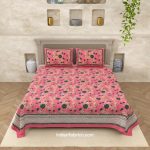 Ethnic Pink Base Floral Print King Size Bedsheet (108×108)