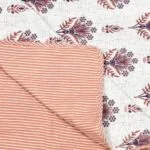 White Base Floral Print Pure Cotton Reversible Double Bed Dohar