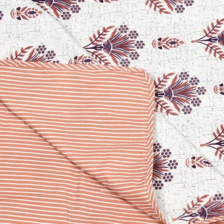 White Base Floral Print Pure Cotton Reversible Dohar