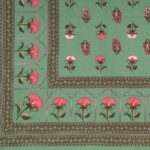 Beautiful Jaipuri Green Floral Printed King Size Bedsheet (108×108)