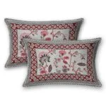 Beautiful Jaipuri Pink Gold Floral Printed King Size Bedsheet with Two Pillow Cover
