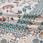 Beautiful Jaipuri Teal Gold Floral Printed King Size Bedsheet with Two Pillow Cover