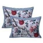 Beautiful White Base Floral Pattern King Size Bedsheet with Two Pillow Cover