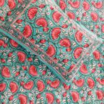 Ethnic Jaipuri Sea Green Floral Jaal Print King Size Bedsheet (108×108)