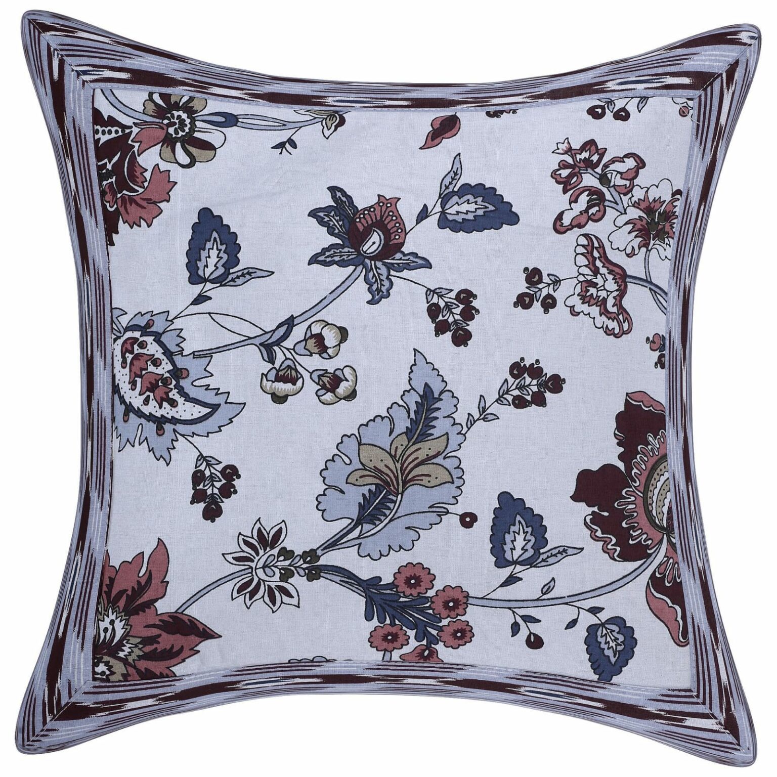 Beautiful Reddish Floral Printed Cushion Cover (16x16)