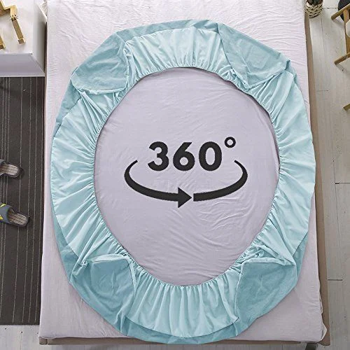 Elastic Fitted Mattress Protector - Bluish Cyan Terry Cotton Waterproof and Elastic Fitted Mattress Protector Fullview