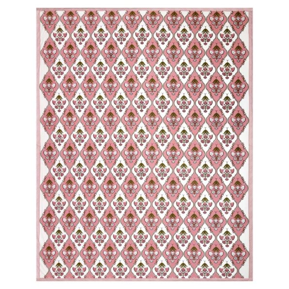 Jaipuri Pink Mughal Jaali Print King Size Bedsheet Fullview