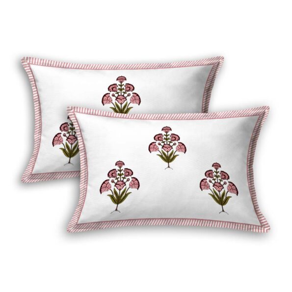 Jaipuri Pink Mughal Jaali Print King Size Bedsheet Pillow Cover