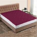 Quilted Mattress Protector - Maroon Cotton Waterproof and Elastic Fitted Mattress Protector