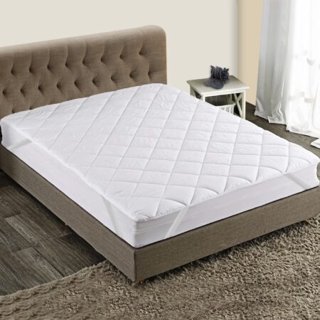 Quilted Mattress Protector - White Cotton Waterproof and Elastic Fitted Mattress Protector