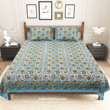 Desert Color flowers Printed Double Bedsheet with 2 Pillow Covers