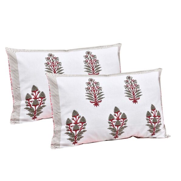 Fitted Sheet – Jaipuri Pink Floral Jaal Printed Pure Cotton King Size Bedsheet Pillow Covers